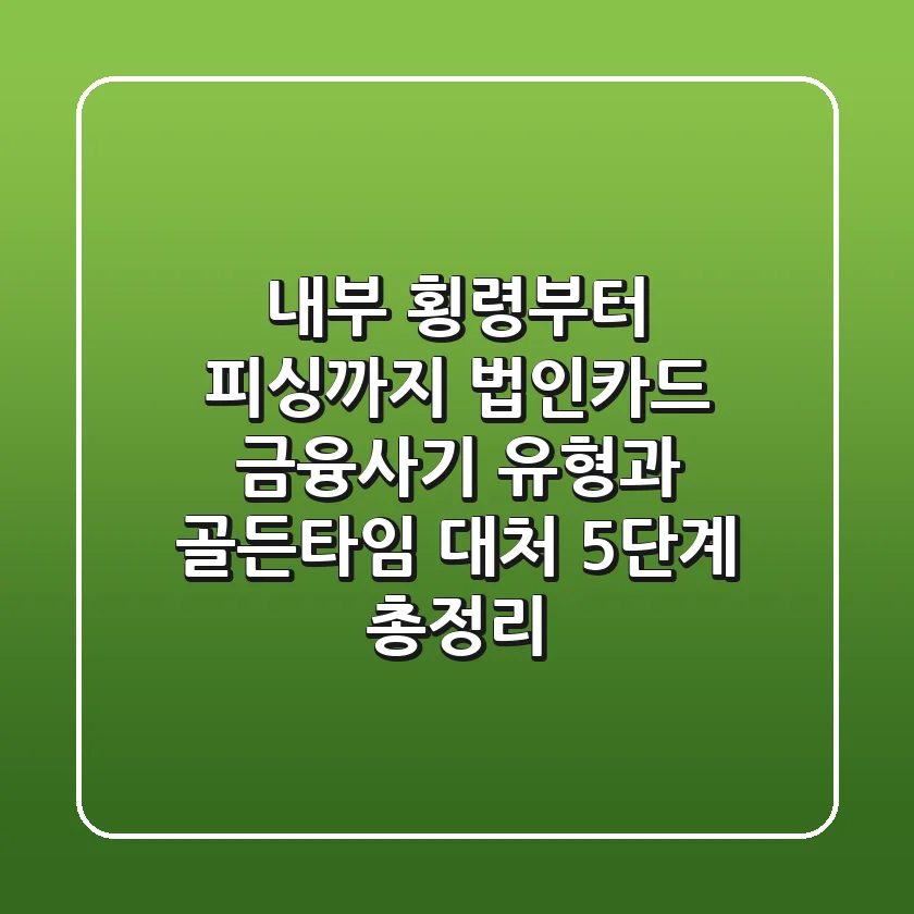 "내부 횡령부터 피싱까지", 법인카드 금융사기 유형과 골든타임 대처 5단계 총정리