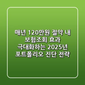 "매년 120만원 절약", 내 보험조회 효과 극대화하는 2025년 포트폴리오 진단 전략