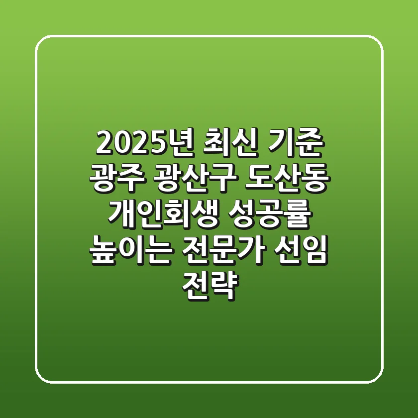 "2025년 최신 기준", 광주 광산구 도산동 개인회생 성공률 높이는 전문가 선임 전략