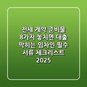 "전세 계약 준비물 8가지", 놓치면 대출 막히는 임차인 필수 서류 체크리스트 2025