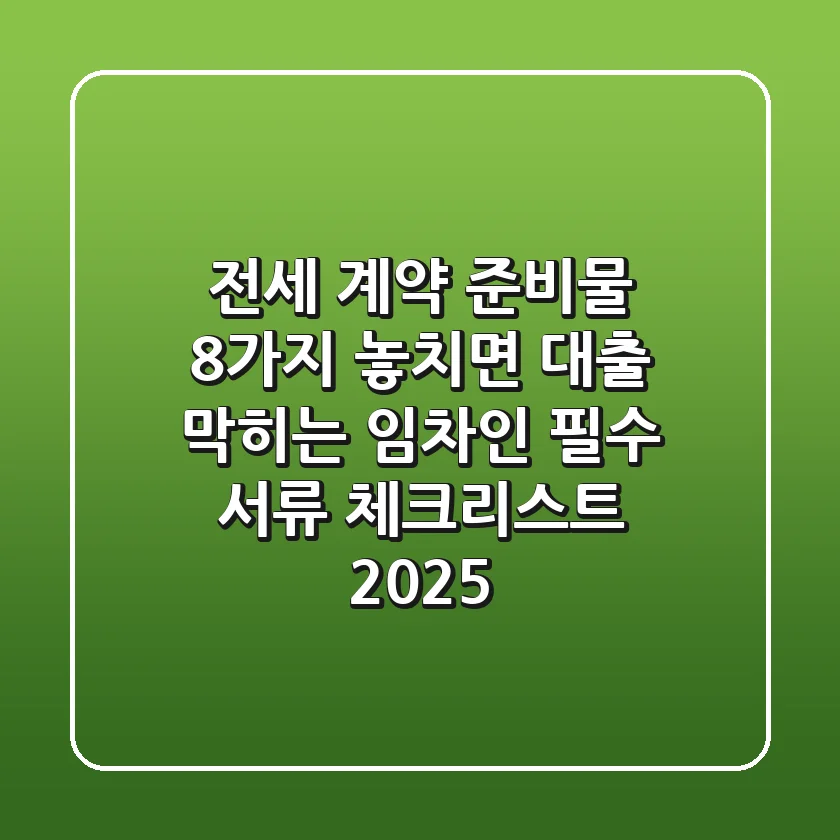 "전세 계약 준비물 8가지", 놓치면 대출 막히는 임차인 필수 서류 체크리스트 2025