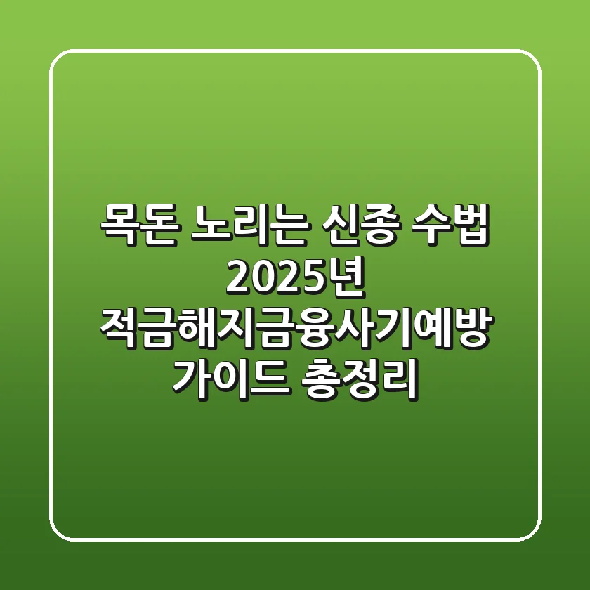 "목돈 노리는 신종 수법", 2025년 적금해지금융사기예방 가이드 총정리