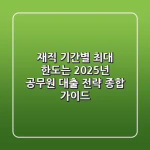 "재직 기간별 최대 한도는?", 2025년 공무원 대출 전략 종합 가이드