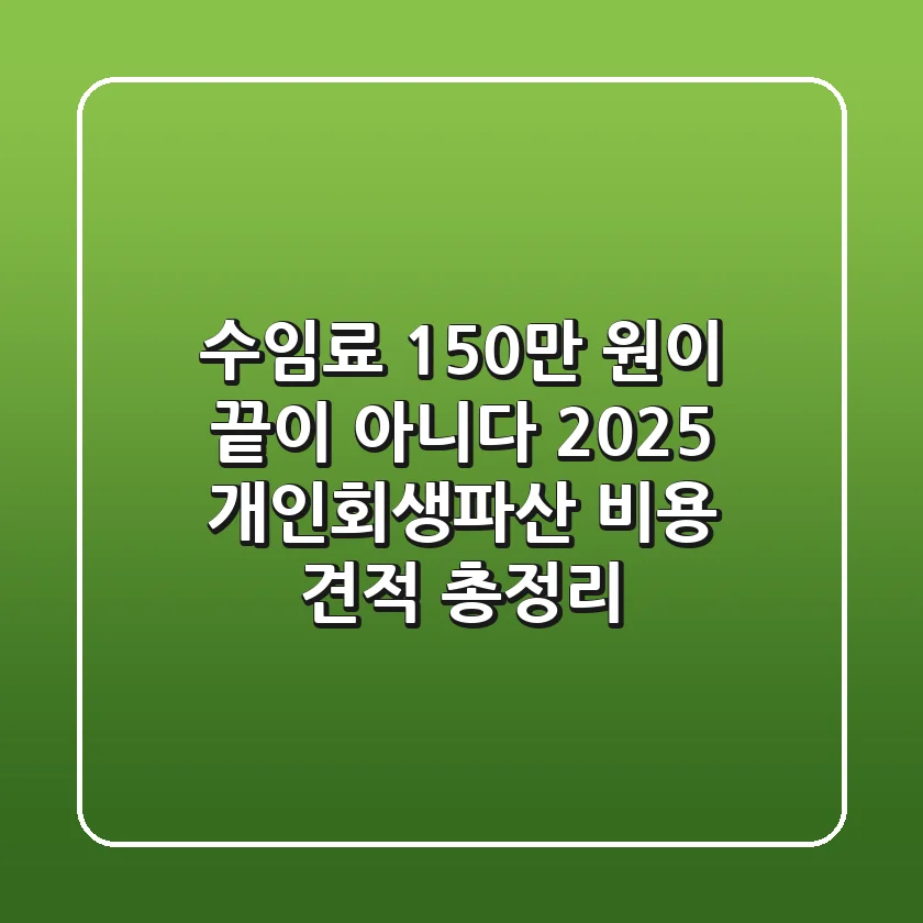 "수임료 150만 원이 끝이 아니다", 2025 개인회생·파산 비용 견적 총정리