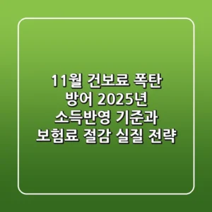 "11월 건보료 폭탄 방어", 2025년 소득반영 기준과 보험료 절감 실질 전략