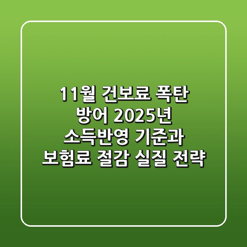 "11월 건보료 폭탄 방어", 2025년 소득반영 기준과 보험료 절감 실질 전략
