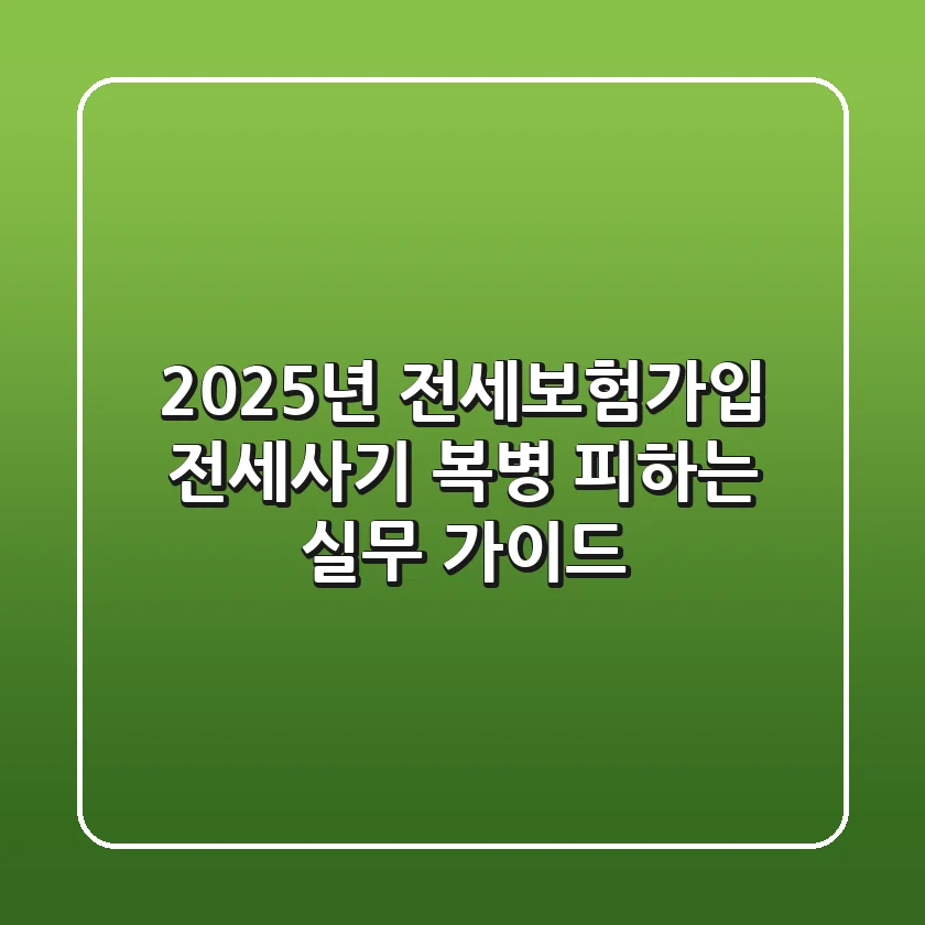 "2025년 전세보험가입, 전세사기 복병 피하는 실무 가이드"