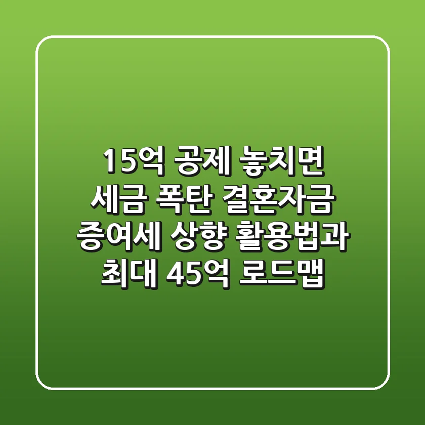 "1.5억 공제, 놓치면 세금 폭탄", 결혼자금 증여세 상향 활용법과 최대 4.5억 로드맵