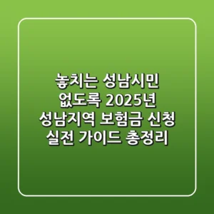 "놓치는 성남시민 없도록", 2025년 성남지역 보험금 신청 실전 가이드 총정리