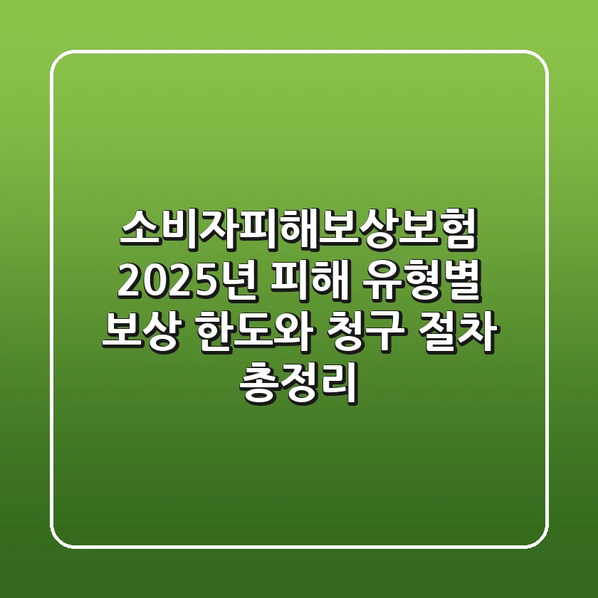 소비자피해보상보험, 2025년 피해 유형별 보상 한도와 청구 절차 총정리