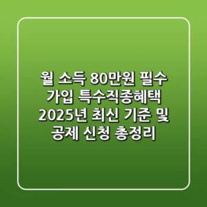 "월 소득 80만원 필수 가입", 특수직종혜택 2025년 최신 기준 및 공제 신청 총정리