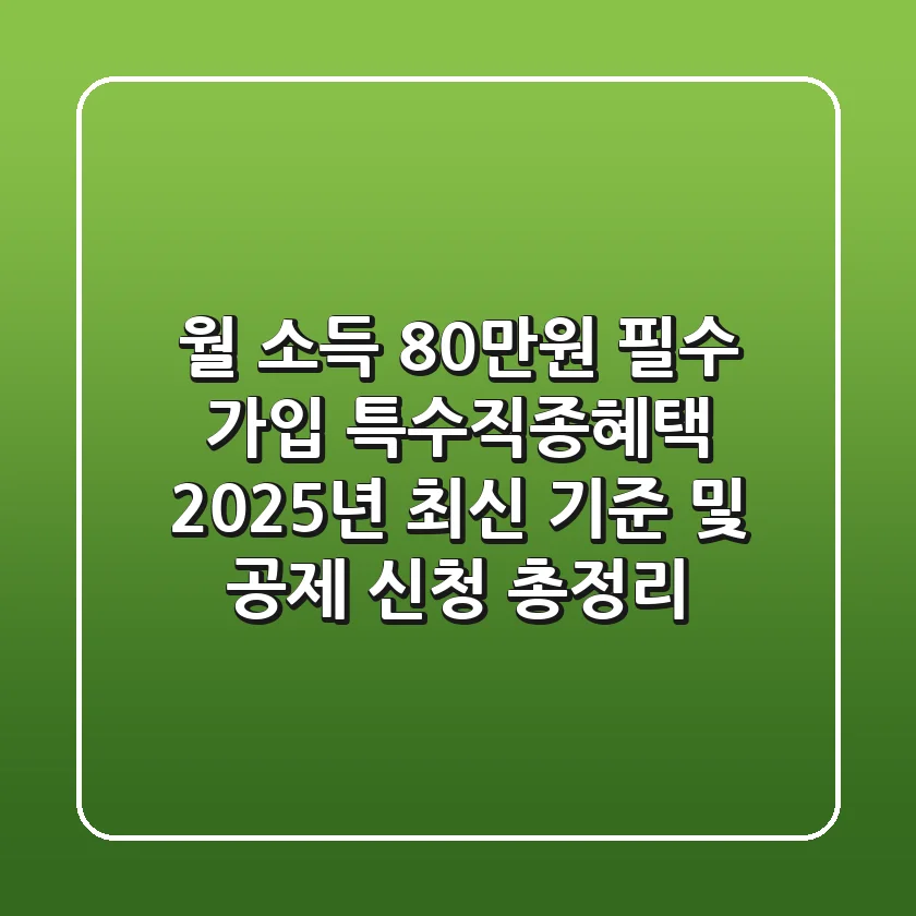 "월 소득 80만원 필수 가입", 특수직종혜택 2025년 최신 기준 및 공제 신청 총정리