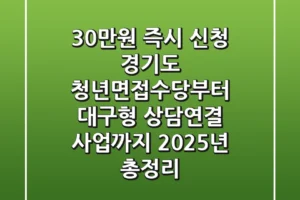 “30만원 즉시 신청”, 경기도 청년면접수당부터 대구형 상담연결 사업까지 2025년 총정리