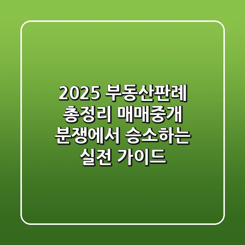 "2025 부동산판례 총정리", 매매/중개 분쟁에서 승소하는 실전 가이드