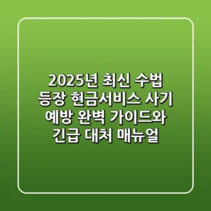 "2025년 최신 수법 등장", 현금서비스 사기 예방 완벽 가이드와 긴급 대처 매뉴얼