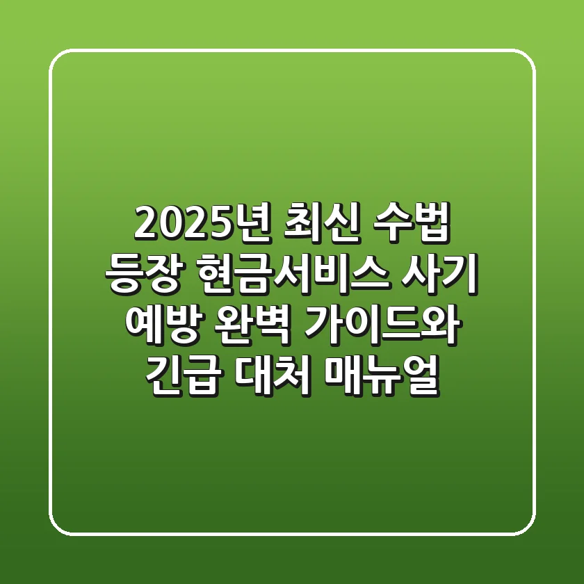 "2025년 최신 수법 등장", 현금서비스 사기 예방 완벽 가이드와 긴급 대처 매뉴얼