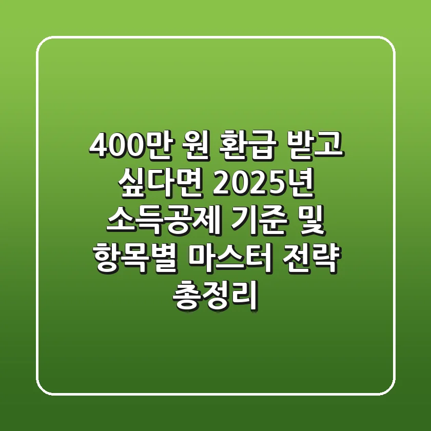 "400만 원 환급 받고 싶다면?", 2025년 소득공제 기준 및 항목별 마스터 전략 총정리