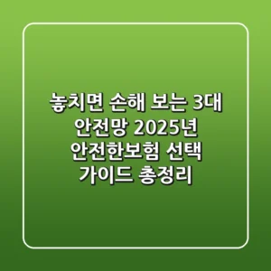 "놓치면 손해 보는 3대 안전망", 2025년 안전한보험 선택 가이드 총정리