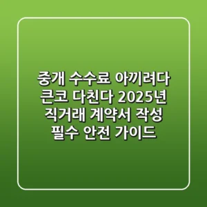 "중개 수수료 아끼려다 큰코 다친다?" 2025년 직거래 계약서 작성 필수 안전 가이드