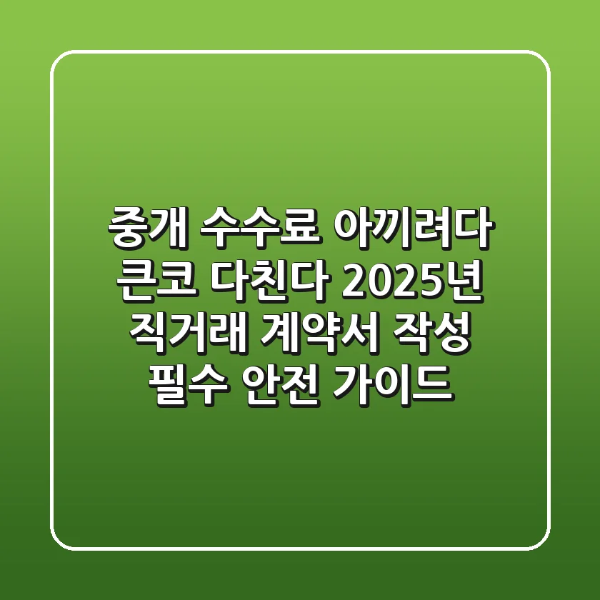 "중개 수수료 아끼려다 큰코 다친다?" 2025년 직거래 계약서 작성 필수 안전 가이드
