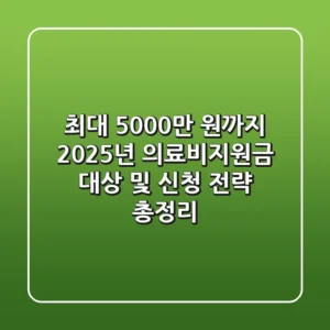 "최대 5,000만 원까지", 2025년 의료비지원금 대상 및 신청 전략 총정리