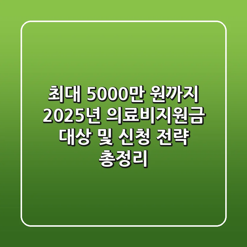 "최대 5,000만 원까지", 2025년 의료비지원금 대상 및 신청 전략 총정리