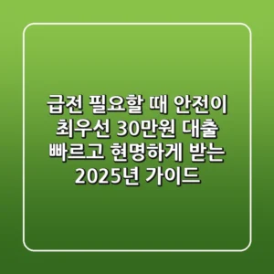 "급전 필요할 때 안전이 최우선", 30만원 대출, 빠르고 현명하게 받는 2025년 가이드