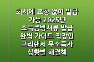 “회사에 요청 없이 발급 가능”, 2025년 소득증빙서류 발급 완벽 가이드: 직장인, 프리랜서, 무소득자 상황별 해결책