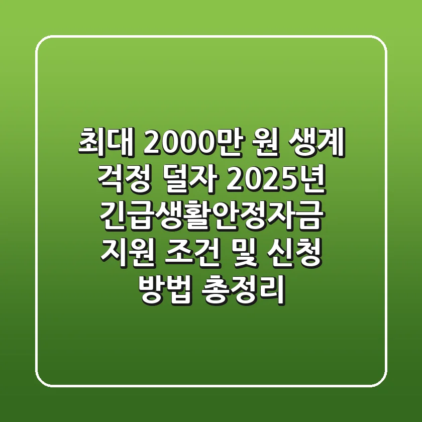 "최대 2,000만 원, 생계 걱정 덜자" 2025년 긴급생활안정자금 지원 조건 및 신청 방법 총정리