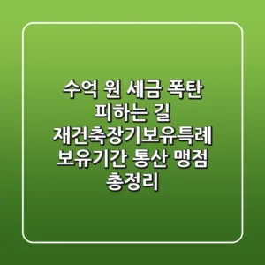 "수억 원 세금 폭탄 피하는 길", 재건축장기보유특례 보유기간 통산 맹점 총정리