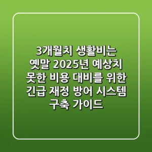 "3개월치 생활비는 옛말", 2025년 예상치 못한 비용 대비를 위한 긴급 재정 방어 시스템 구축 가이드
