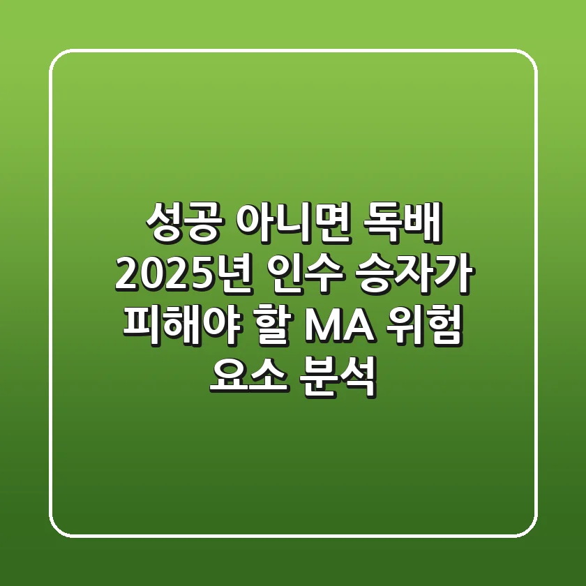 "성공 아니면 독배", 2025년 인수 승자가 피해야 할 M&A 위험 요소 분석
