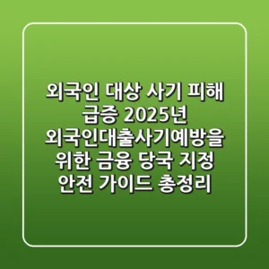 "외국인 대상 사기 피해 급증", 2025년 외국인대출사기예방을 위한 금융 당국 지정 안전 가이드 총정리