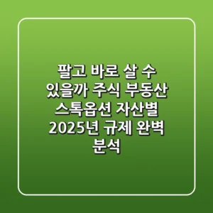"팔고 바로 살 수 있을까?", 주식, 부동산, 스톡옵션 자산별 2025년 규제 완벽 분석
