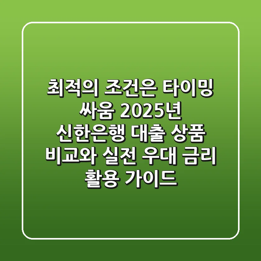 "최적의 조건은 타이밍 싸움", 2025년 신한은행 대출 상품 비교와 실전 우대 금리 활용 가이드