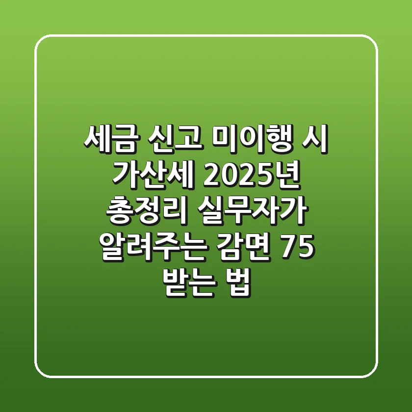 "세금 신고 미이행 시 가산세 2025년 총정리": 실무자가 알려주는 감면 75% 받는 법