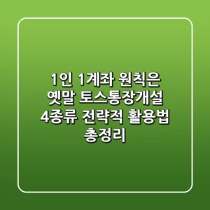 "1인 1계좌 원칙은 옛말", 토스통장개설 4종류 전략적 활용법 총정리