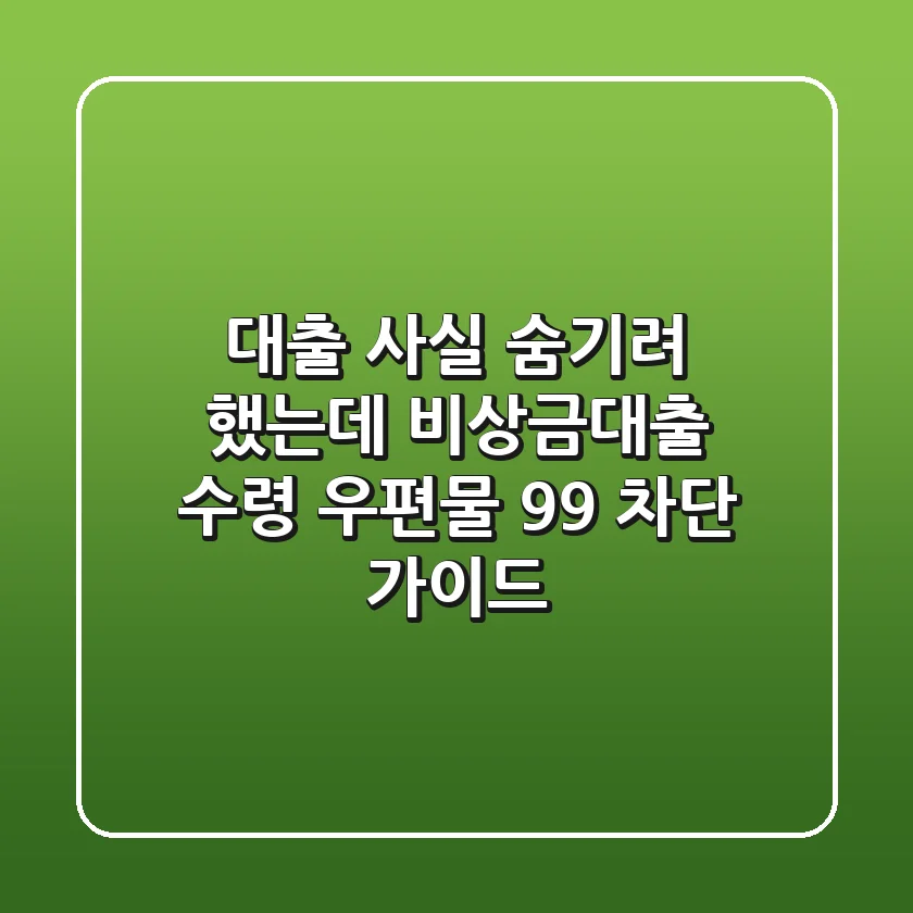 "대출 사실 숨기려 했는데?", 비상금대출 수령 우편물 99% 차단 가이드