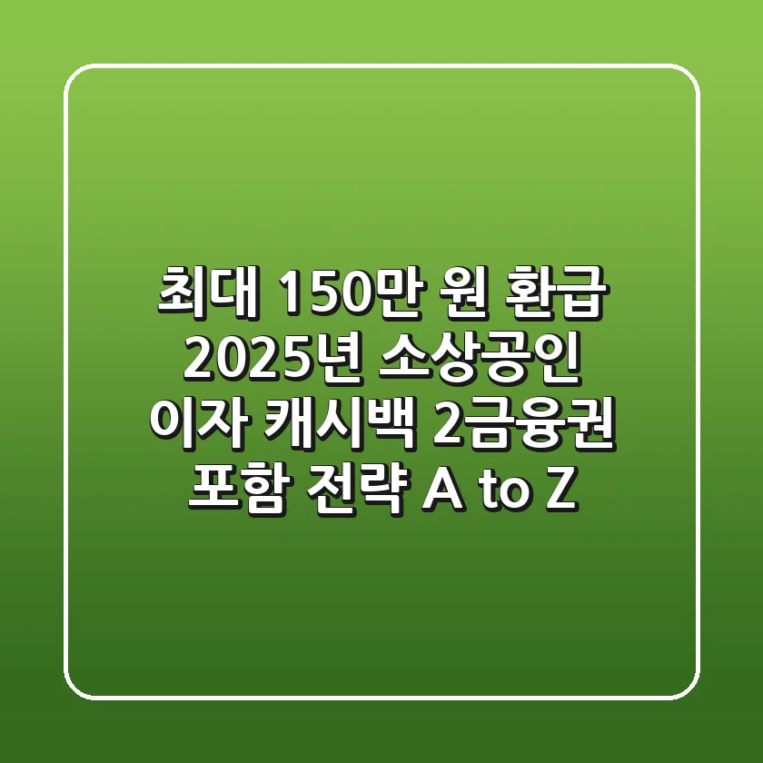 "최대 150만 원 환급" 2025년 소상공인 이자 캐시백 2금융권 포함 전략 A to Z