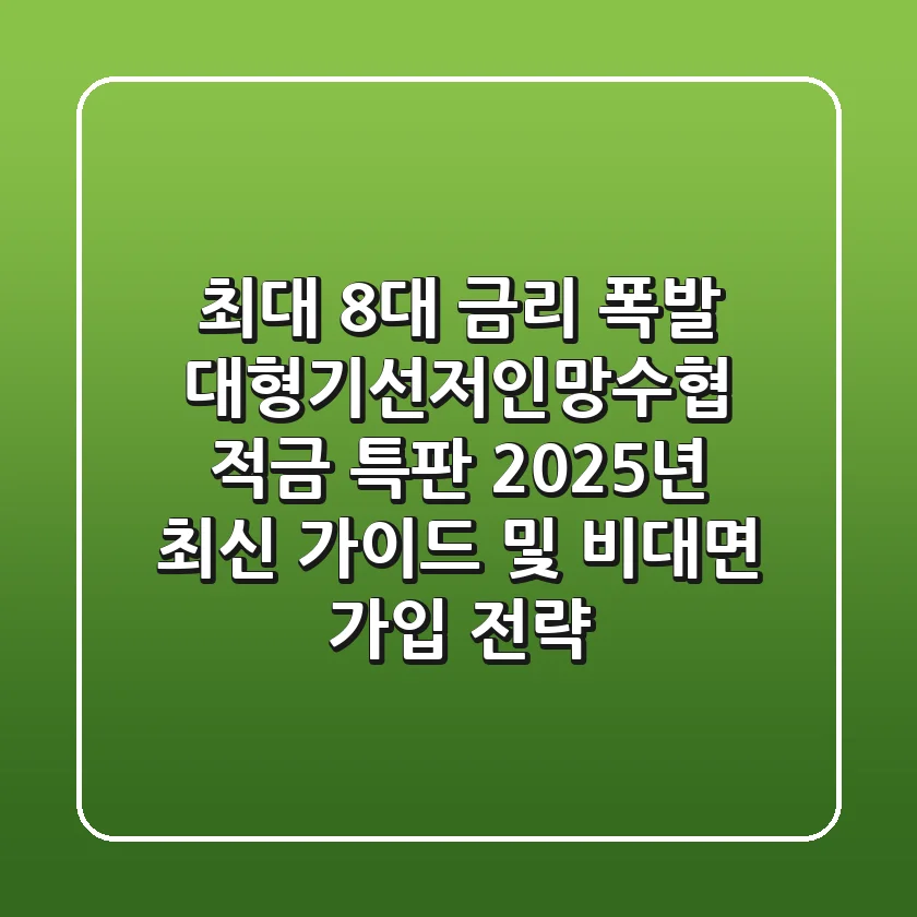 "최대 8%대 금리 폭발?", 대형기선저인망수협 적금 특판 2025년 최신 가이드 및 비대면 가입 전략