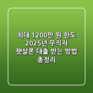 "최대 1,200만 원 한도", 2025년 무직자 햇살론 대출 받는 방법 총정리