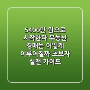 "5,400만 원으로 시작한다", 부동산 경매는 어떻게 이루어질까? 초보자 실전 가이드