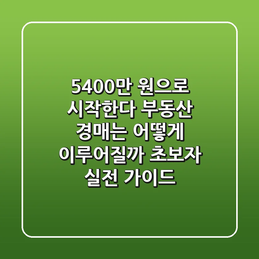 "5,400만 원으로 시작한다", 부동산 경매는 어떻게 이루어질까? 초보자 실전 가이드