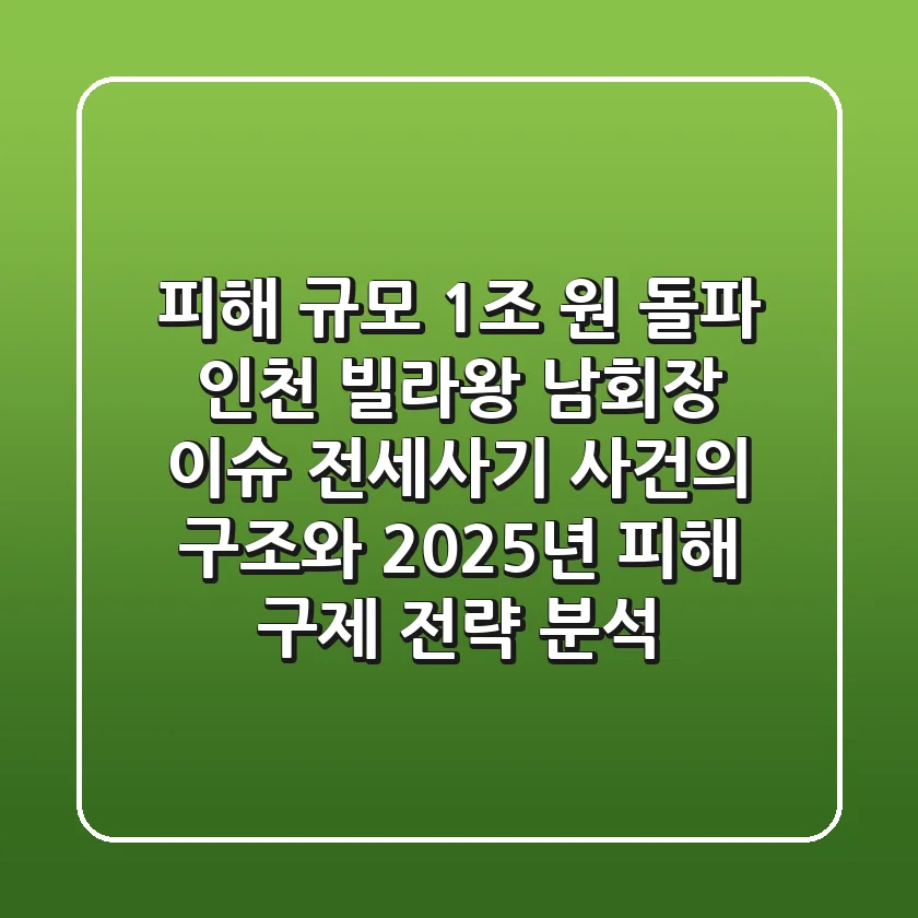 "피해 규모 1조 원 돌파", 인천 빌라왕 '남회장 이슈', 전세사기 사건의 구조와 2025년 피해 구제 전략 분석