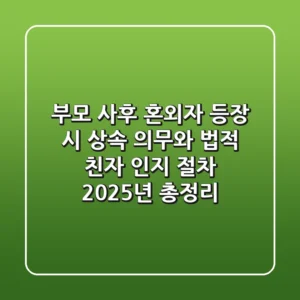 "부모 사후 혼외자 등장 시", 상속 의무와 법적 친자 인지 절차 2025년 총정리