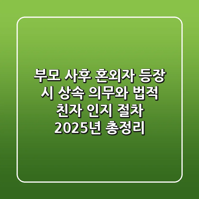 "부모 사후 혼외자 등장 시", 상속 의무와 법적 친자 인지 절차 2025년 총정리