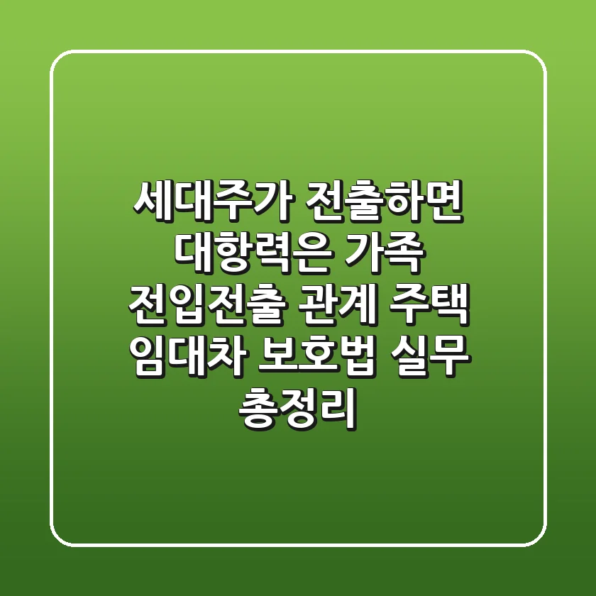 "세대주가 전출하면 대항력은?", 가족 전입전출 관계 주택 임대차 보호법 실무 총정리