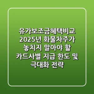 유가보조금혜택비교: 2025년 화물차주가 놓치지 말아야 할 카드사별 지급 한도 및 극대화 전략