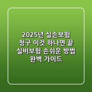 "2025년 실손보험 청구, '이것' 하나면 끝", 실비보험 손쉬운 방법 완벽 가이드