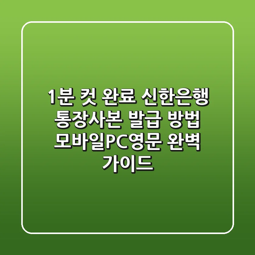 "1분 컷 완료", 신한은행 통장사본 발급 방법: 모바일·PC·영문 완벽 가이드